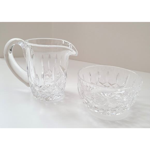 Waterford Cut Crystal Open Sugar and Creamer Set Lismore Pattern CIB - Picture 3 of 10